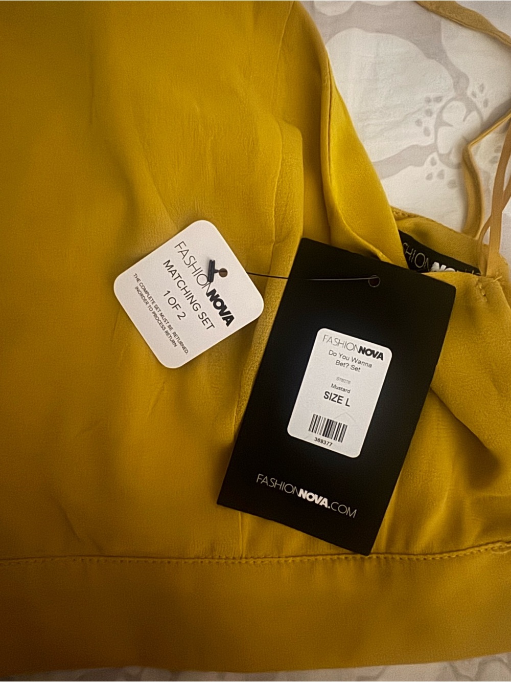 Fashion Nova Mustard Yellow Wide-Leg Jumpsuit with Tie Back Set - Picture 4 of 4